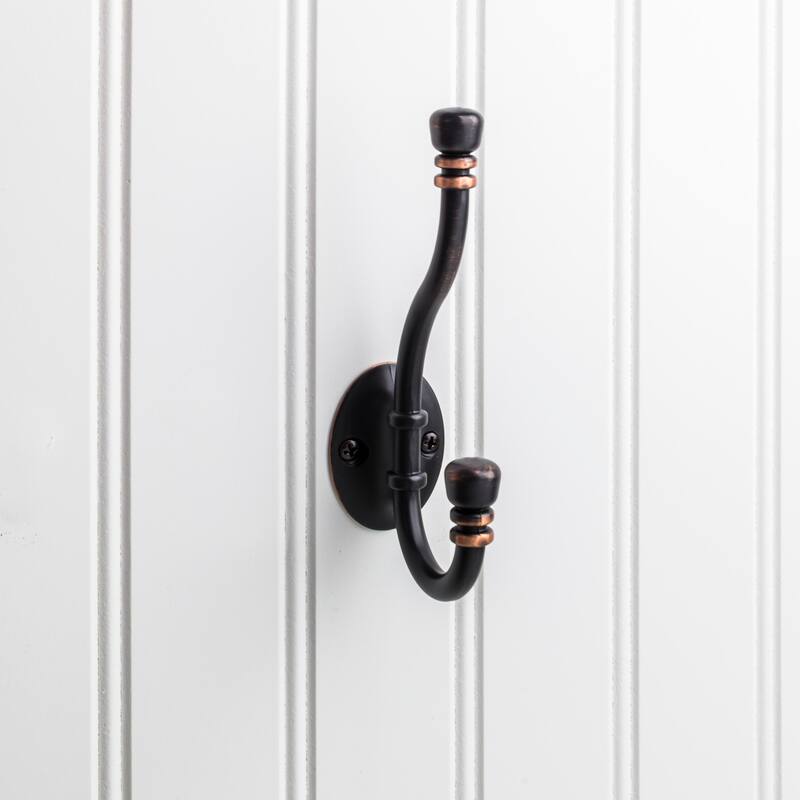 Elements Hooks Double Robe Hook - Brushed Oil Rubbed Bronze