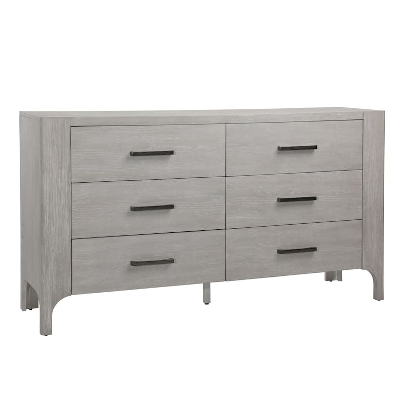 Mark 6-Drawer Acacia Wood Dresser, Light Gray