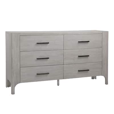 Mark 6-Drawer Acacia Wood Dresser, Light Gray