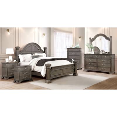 Stroh Traditional Wood 6-Piece Poster Bedroom Set with USB by Furniture of America