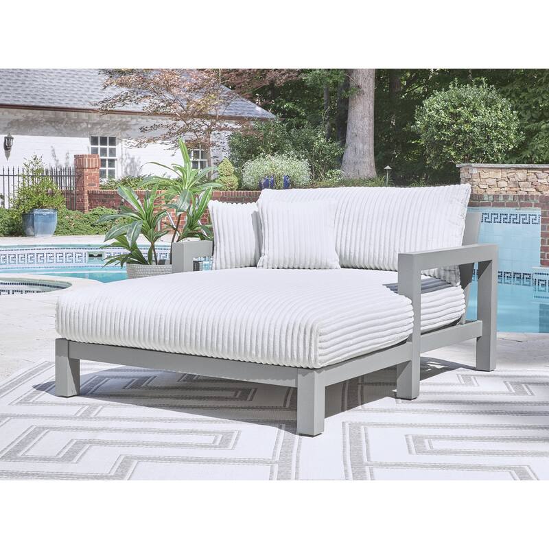 Signature Design by Ashley Moonlight View Gray Outdoor Chaise Lounge with Cushion - 52.5" W x 69.25" D x 36.75" H