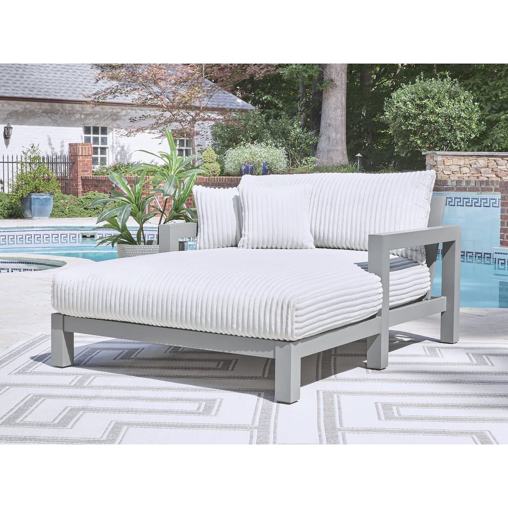 Signature Design by Ashley Moonlight View Gray Outdoor Chaise Lounge with Cushion - 52.5" W x 69.25" D x 36.75" H