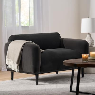 Contemporary Loveseat Sofa, Velvet Upholstered, Birch Wood Legs, Elegant Design for Living Room and Bedroom