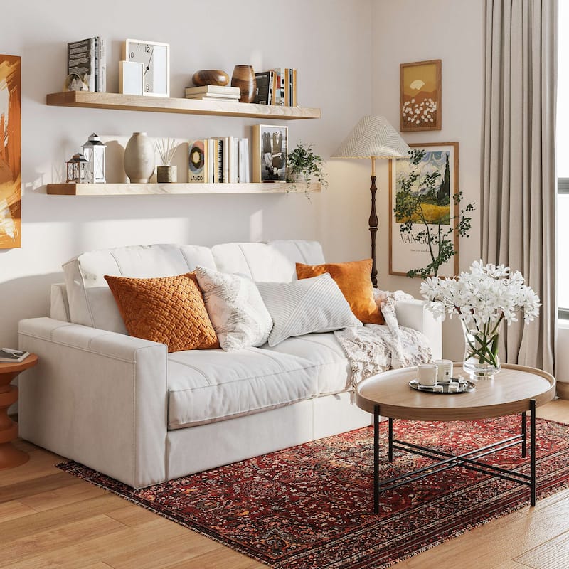 Wallniture Bois Wood Board 60" Long, 10'' Deep, 2" Thick, Hidden Bracket Shelf for Wall, Floating Bookshelf, Special Walnut, 1Pc