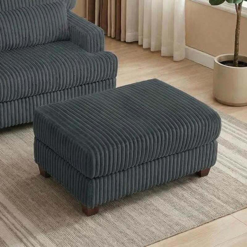 36" Wide Oversized Upholstered Chaise Lounge Accent Chair with Ottoman - Ottoman - Dark Grey