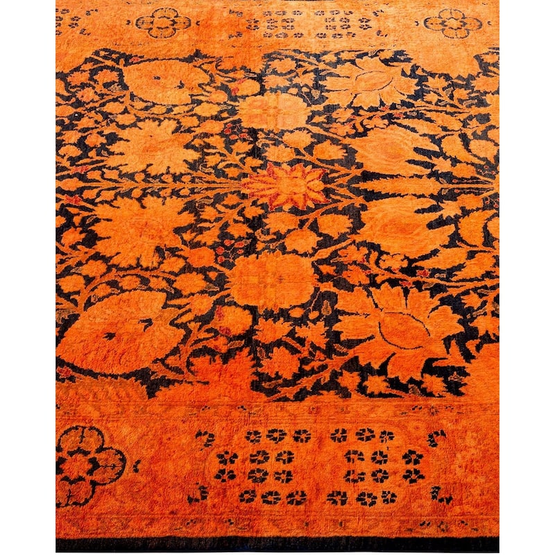 Overton Hand Knotted Wool Vintage Inspired Modern Contemporary Overdyed Orange Area Rug - 4' 1" x 6' 1"