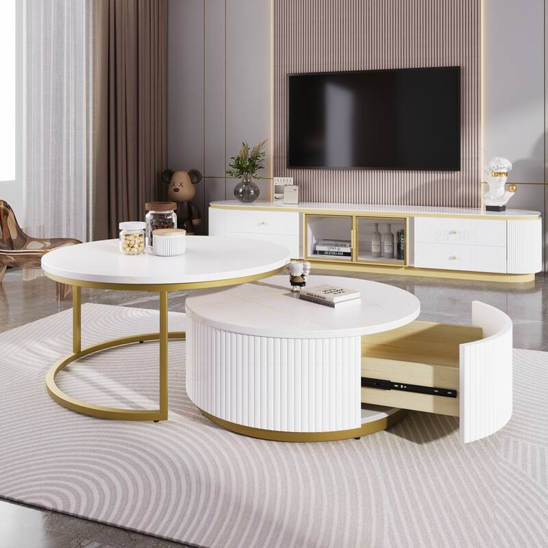 Sophisticated Nesting Coffee Table with Drawer