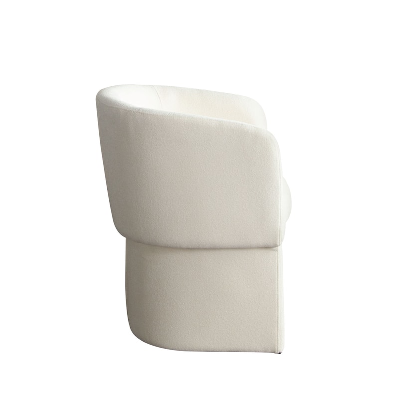 Tesy Dining Side Chair, Elite Ivory Textured Polyester, Sloping Arms