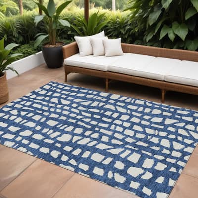 HomeRoots Abstract Transitional Rectangle Outdoor Rug