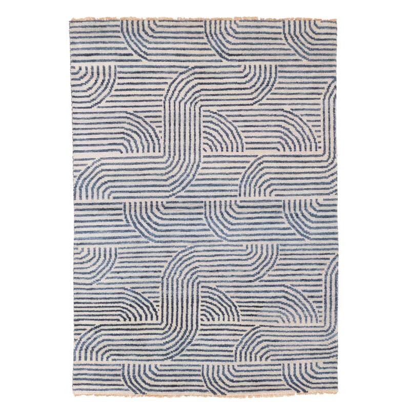 ECARPETGALLERY Hand-knotted Peshawar Ziegler Light Blue Wool Rug - 5'0 x 6'11