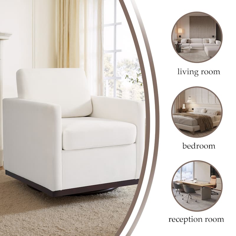 Set of 2 Modern Swivel Accent Armchairs Upholstered Arm Chairs