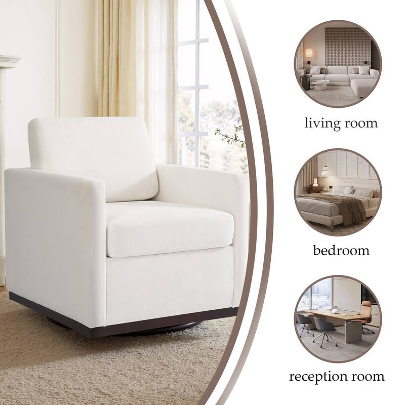 uixe Modern Upholstered Swivel Accent Chair with Pocket Spring Seat