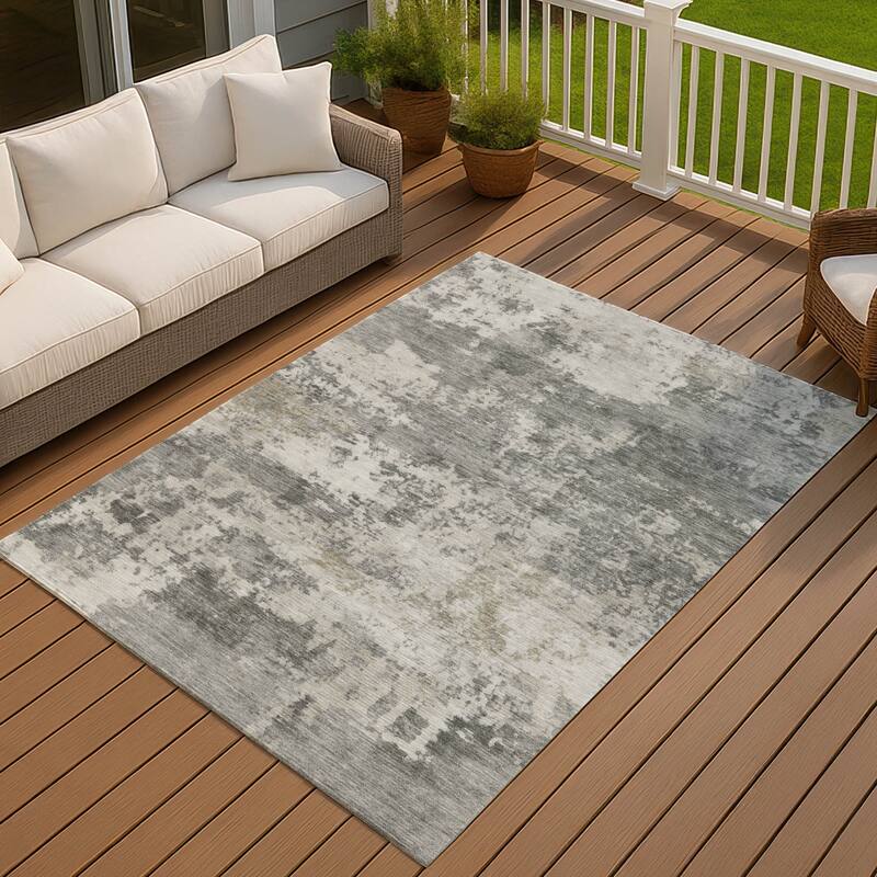 Machine Washable Indoor/ Outdoor Modern Jenna Chantille Rug - Pewter - 8' x 10'