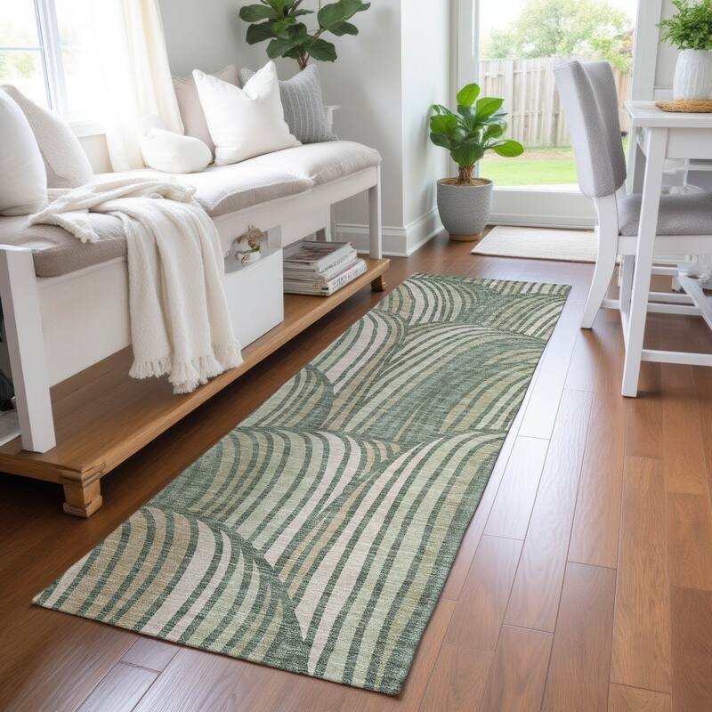 Machine Washable Indoor/ Outdoor Modern Parsons Chantille Rug