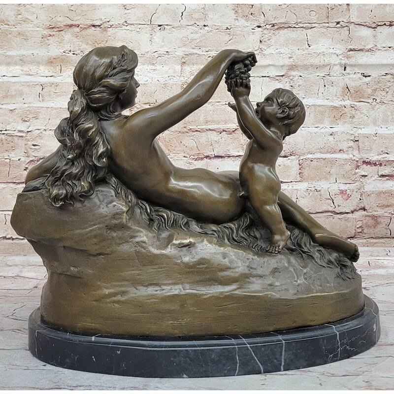 Hot Cast Bronze Vintage Antique Reproduction Of Mother Children Classical Art By Carrier Belleuse