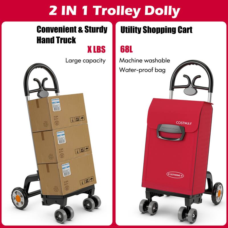 Costway Folding Shopping Cart Utility Hand Truck with Rolling Swivel - See Details