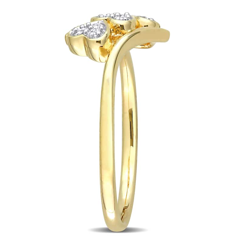 Miadora 1/10ct TDW Diamond Triple Heart Bypass Promise Ring in Yellow Silver