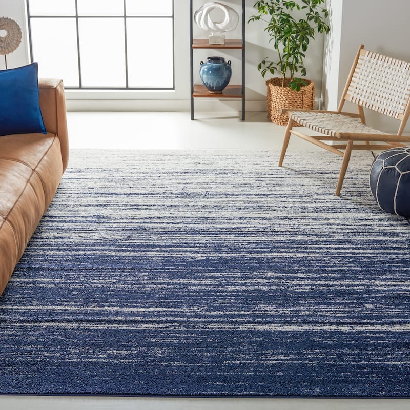 SAFAVIEH Adirondack Vera Modern Ombre Distressed Area Rug - 10' Square - Navy/Ivory - Square