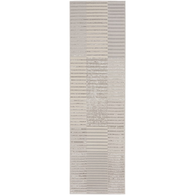 Nourison Brushstrokes Indoor only Striped Area Rug - 2' 2" x 8' - Grey - Runner