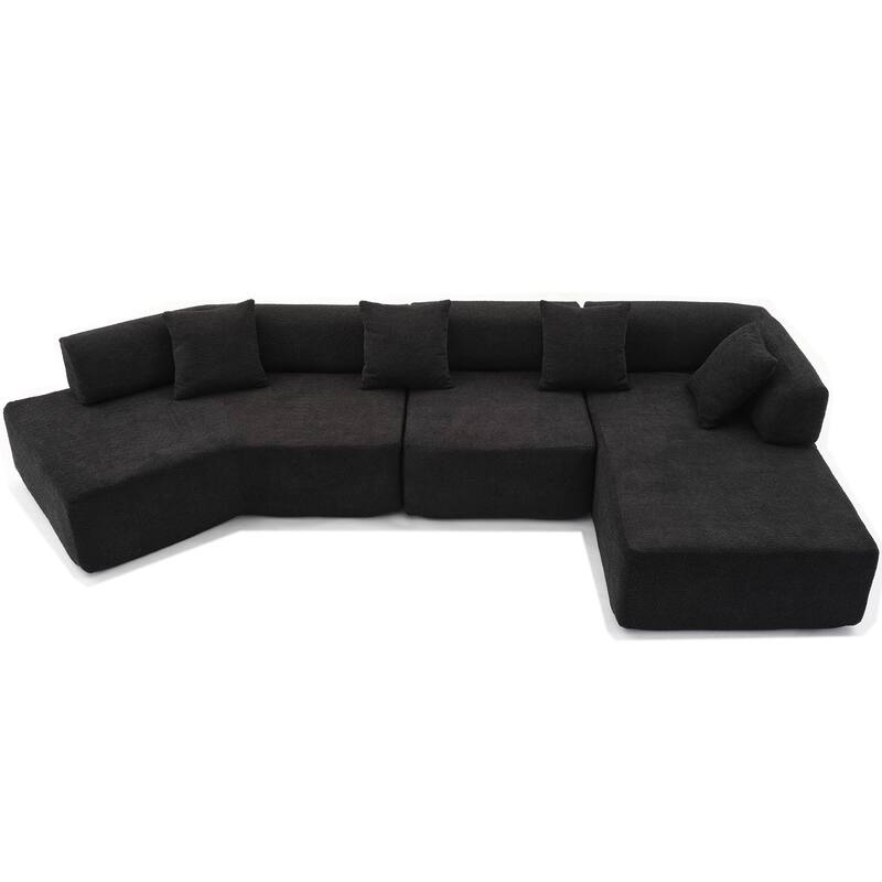 140" L-Shape Cloud Sectional Couch w/ Chaise, Modern Modular Sofa with Deep Seat, Upholstered Couches No Assembly Required