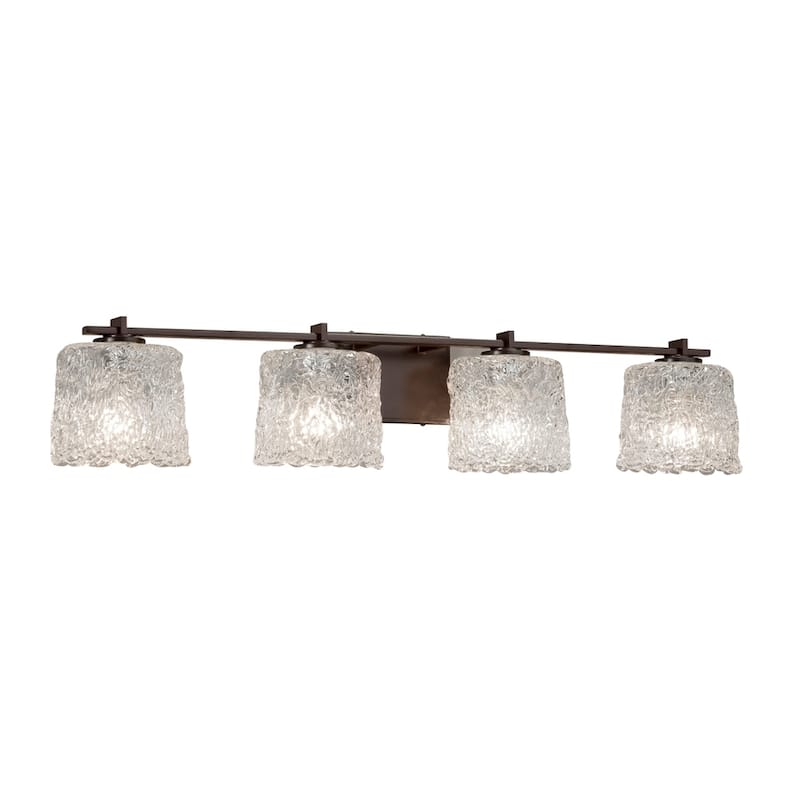 Justice Design Veneto Luce Era 4-light Dark Bronze Bath Bar, Lace Oval Shade
