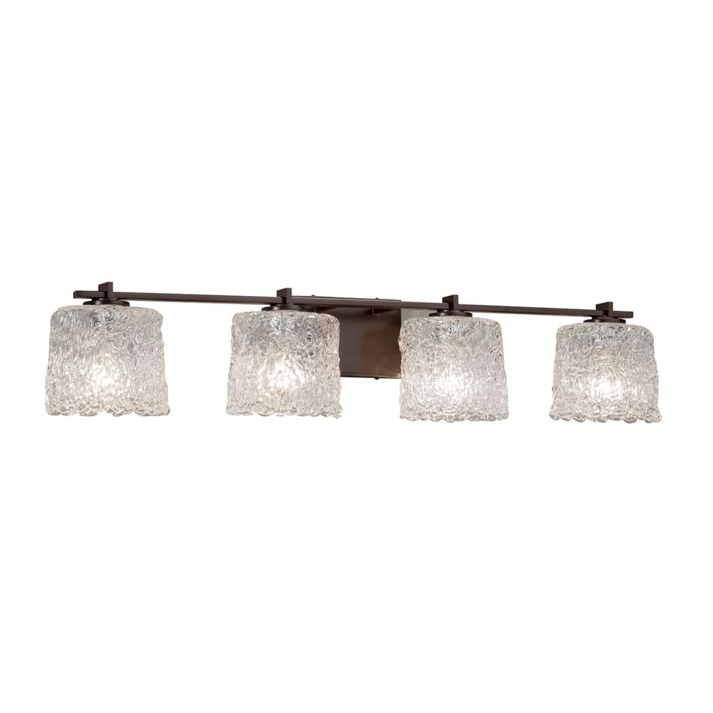 Justice Design Veneto Luce Era 4-light Dark Bronze Bath Bar, Lace Oval Shade