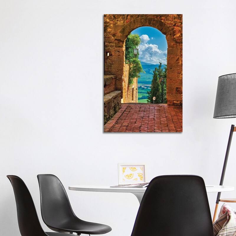 iCanvas "Arch With The View Of The Tuscan Countryside, Pienza, Tuscany, Italy" by George Oze Canvas Print - 40x26x1.5