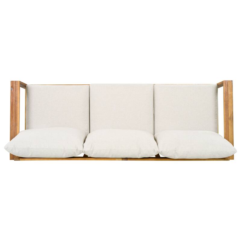 Christopher Knight Home - Ethan Outdoor 3-Piece Acacia Wood Sectional Sofa Set with Cushions