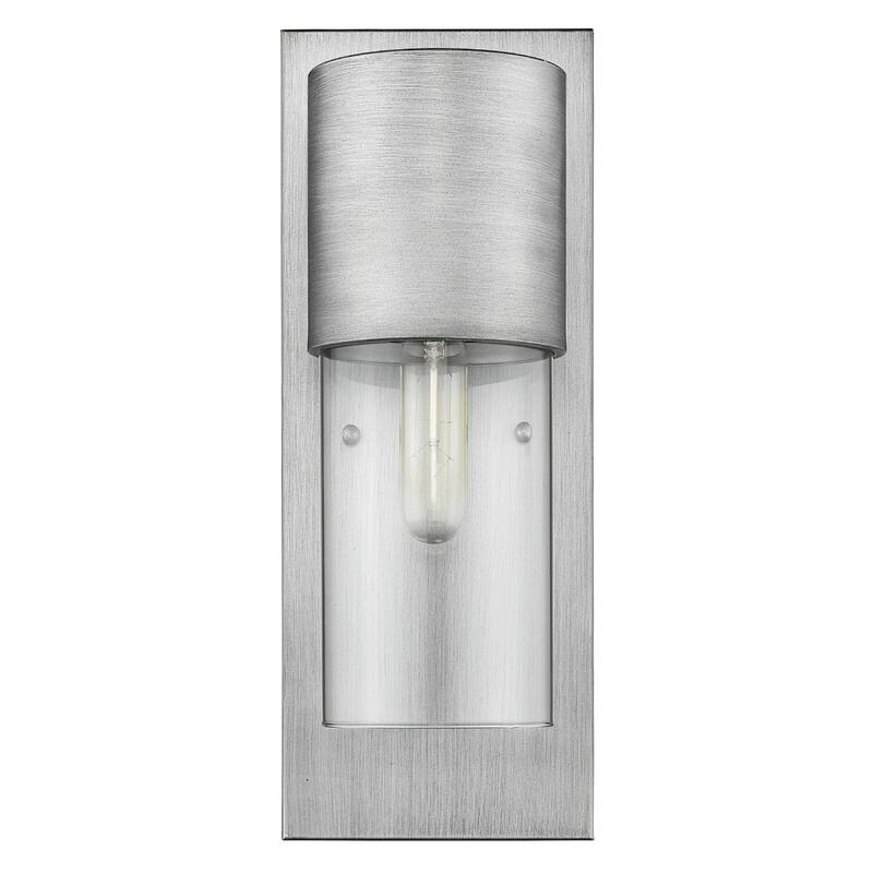 Modern Outdoor Wall Sconce with Clear Glass Shade and Wet Rated Flush Mount Light Fixture E26 Base - 16"H x 6.25"W x 5.75"D