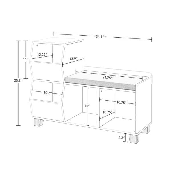 dimension image slide 0 of 2, RiverRidge Kids Catch-All Cubby Storage Organizer Bench with Toy Storage Shelves and Cushioned Seat for Playroom - White