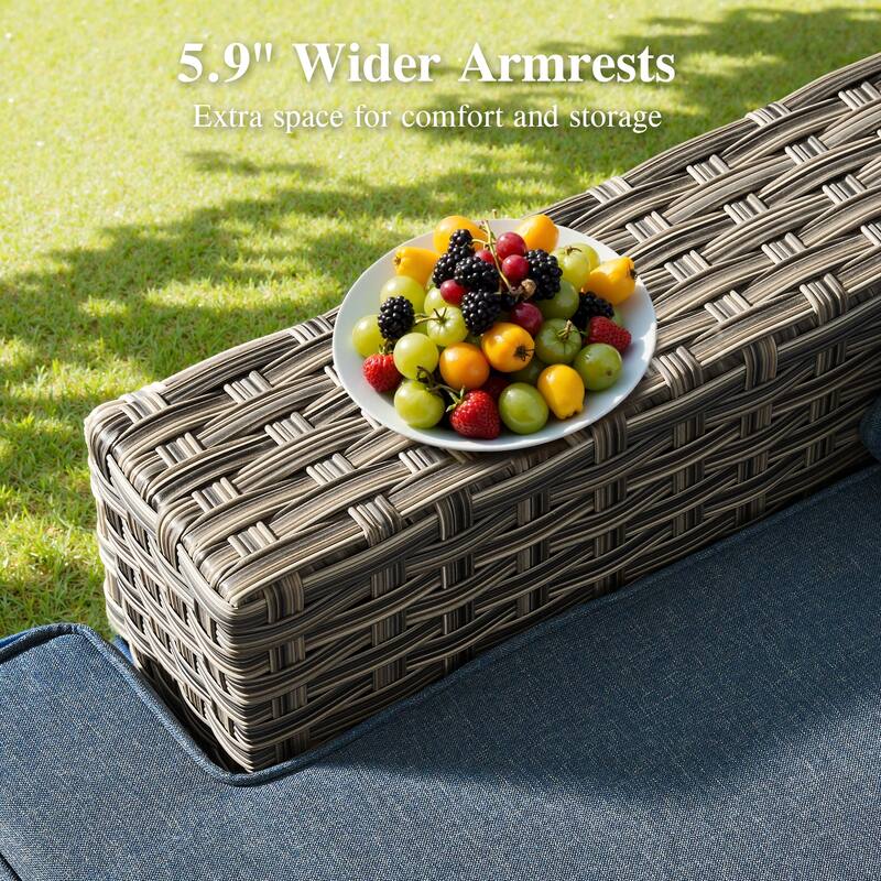 OVIOS 7-Piece T Shaped Seat Wide Armrest Patio Conversation Set