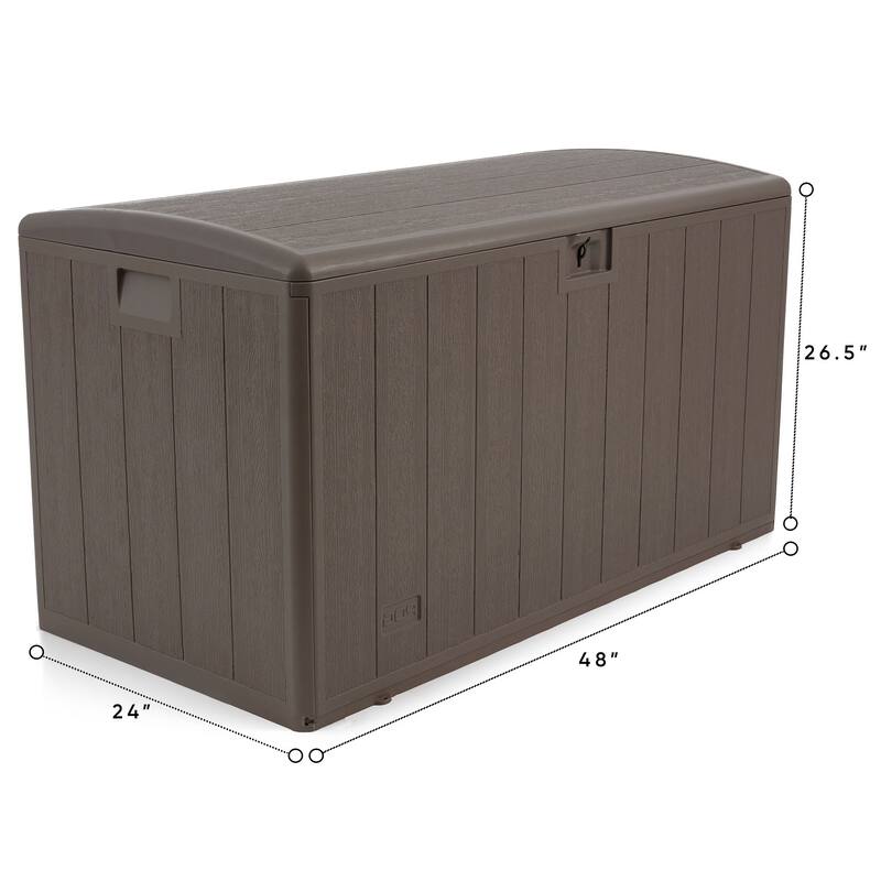 Plastic Development Group 105-Gallon Resin Outdoor Storage Patio Deck Box, Gray