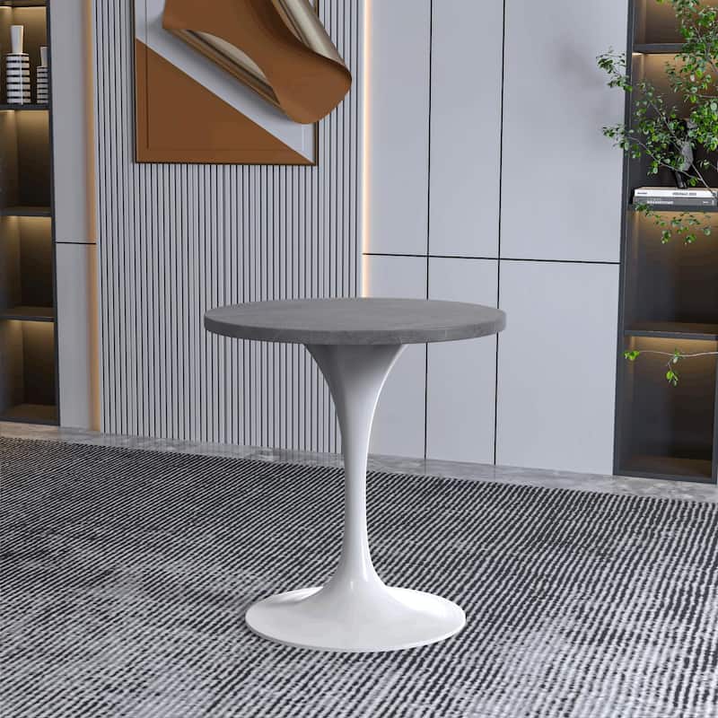 LeisureMod Verve Round Dining Table with Sintered Stone TableTop and Stainless Steel Base for Kitchen & Dining Room