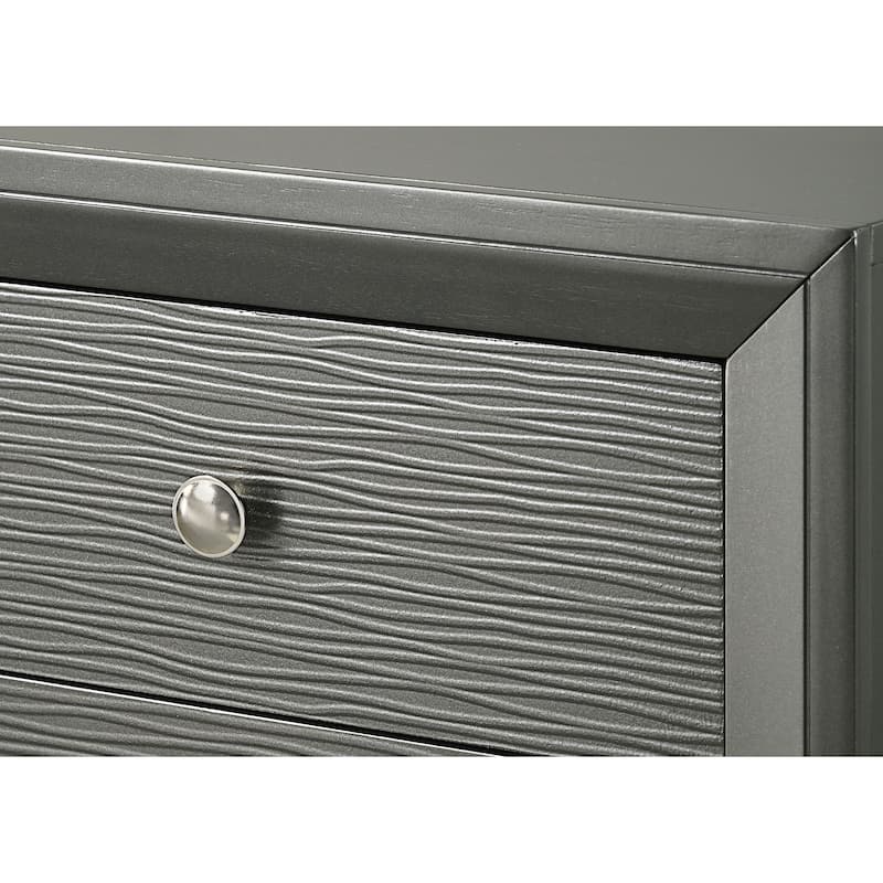 Sim 3 Piece Gunmetal Gray Panel Bedroom Set
