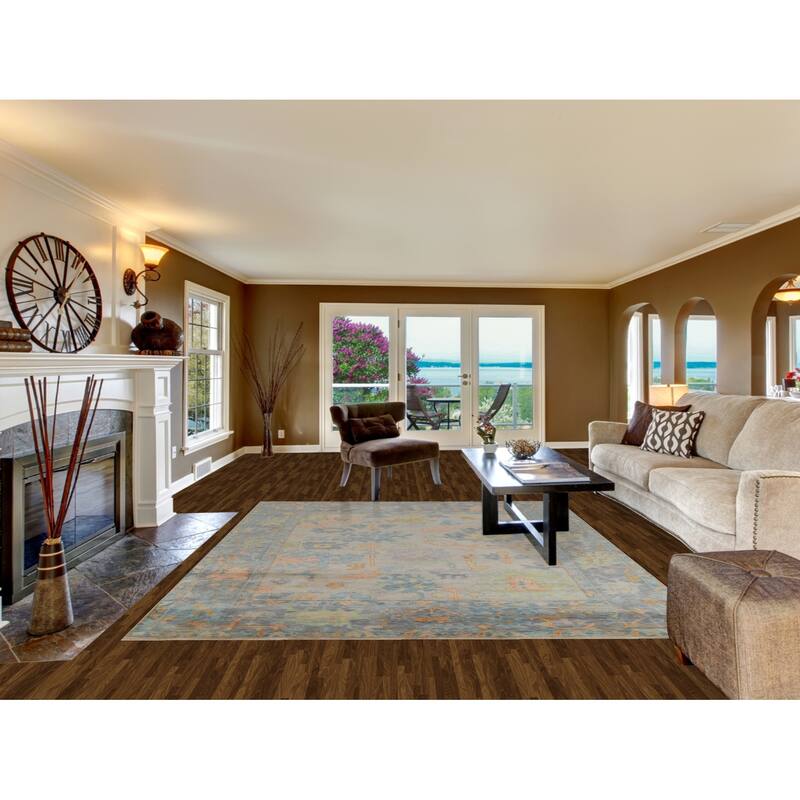 Oushak Indian Area Rug Handmade Transitional Grey Wool Carpet - 8'0"x 9'11"