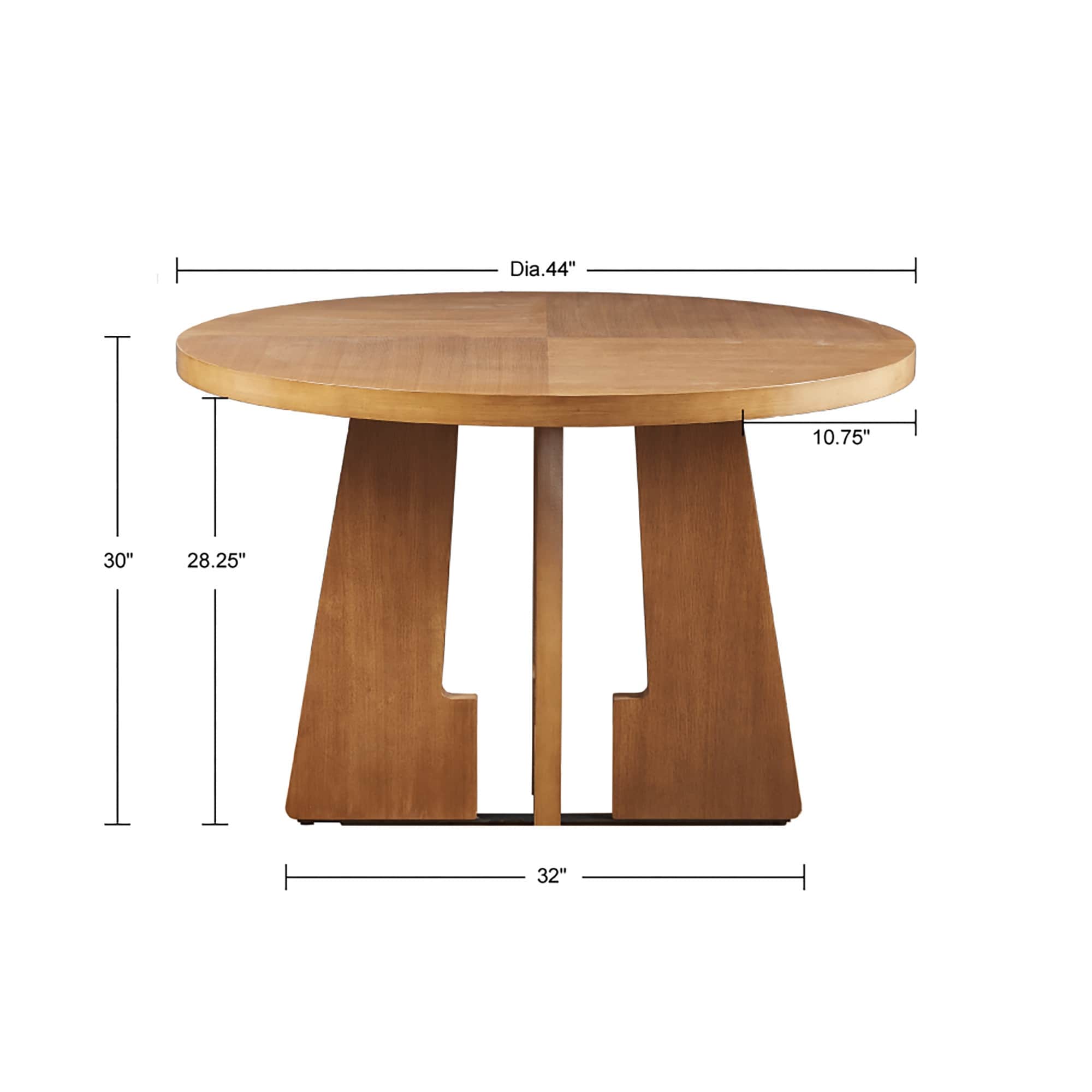 Roomfitters 44-Inch Round Dining Table, Mid-Century Modern Wood Kitchen Table with Pecan Finish and X-Base Design, Walnut