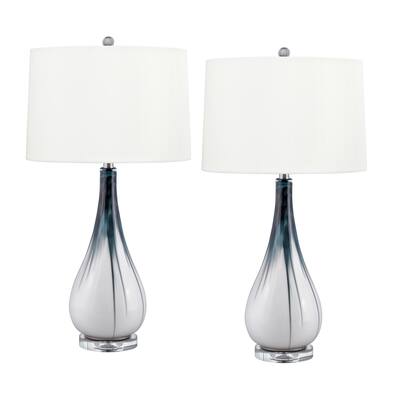 Tropea 31 in. Blue & White Glass Table Lamp