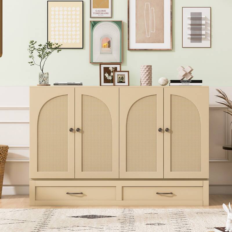 Full/Queen Size Murphy Bed with Large Storage Drawers and USB Charging Port -Space-Saving and Stylish Solution for Small Spaces - Gold-Full - Full