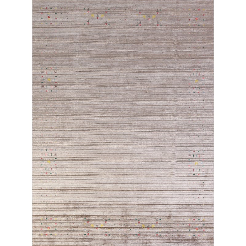 Hand Knotted Oriental 100% Wool Carpet Tribal Tribal Beige & Ivories Gabbeh Area Rug - 9' 11'' X 7' 10''