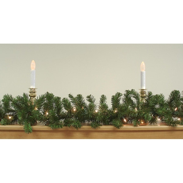 9' x 10" Pre-Lit Two-Tone Pine Artificial Christmas Garland - Clear Lights - green