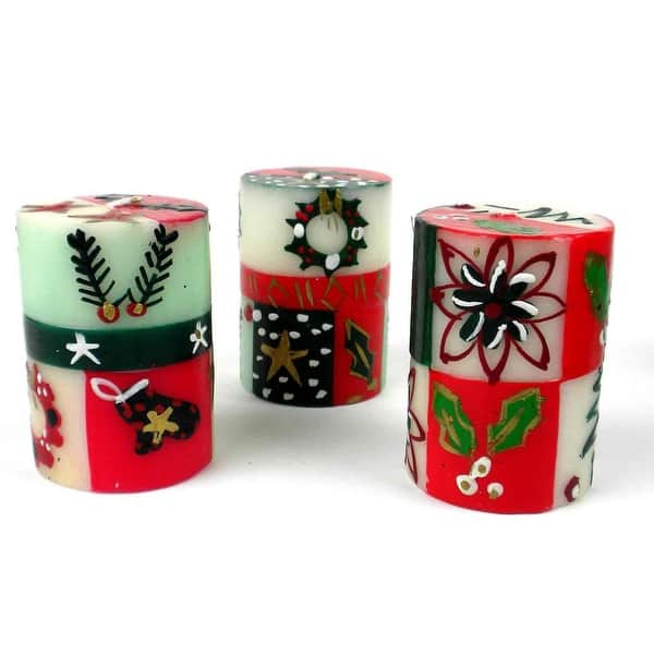 Shop Christmas Handmade Votive Candles With Ukhisimui Design Set Of 3 South Africa Overstock 9058096