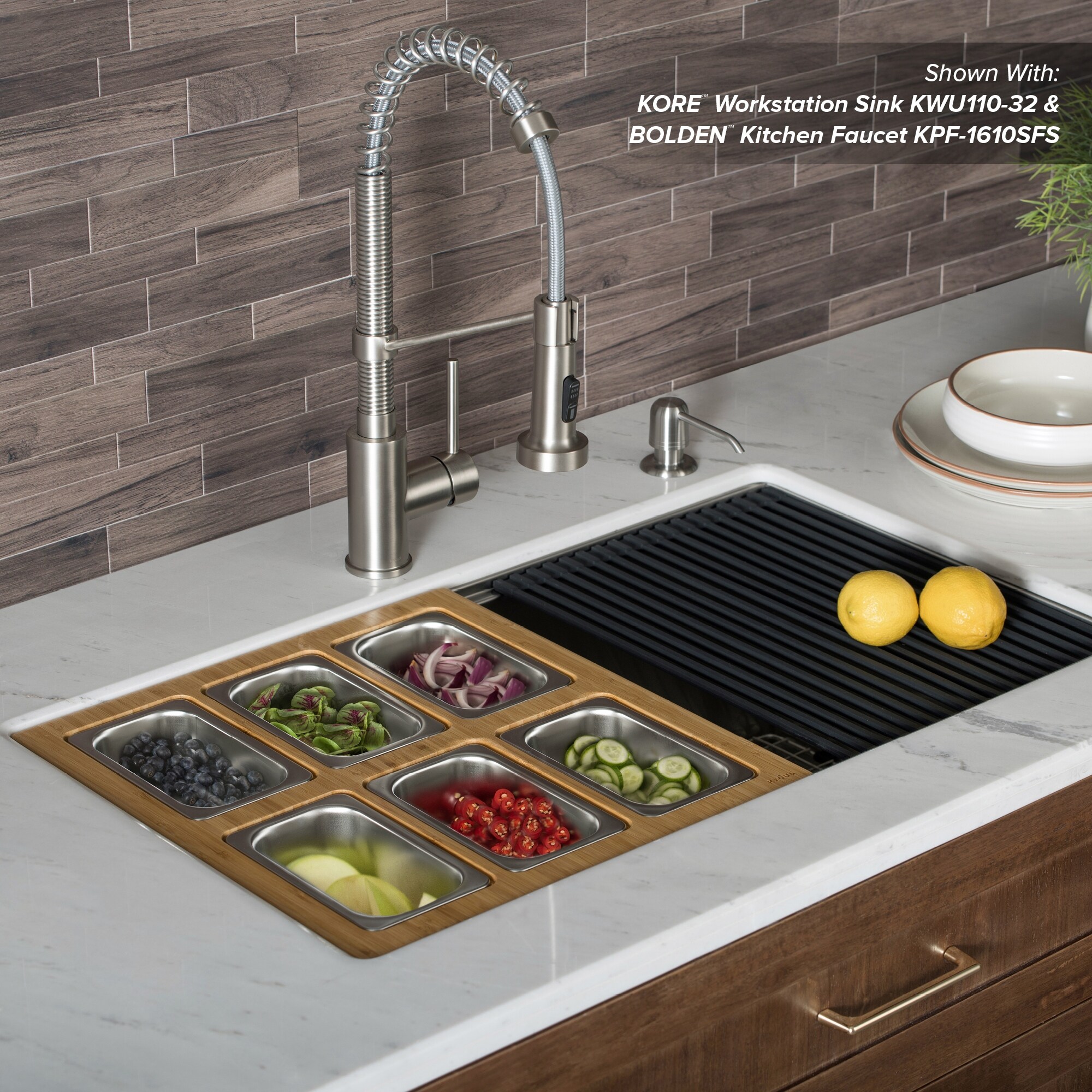 Kraus Workstation Kitchen Accessory Set Serving Board 6 Containers Overstock 29569202