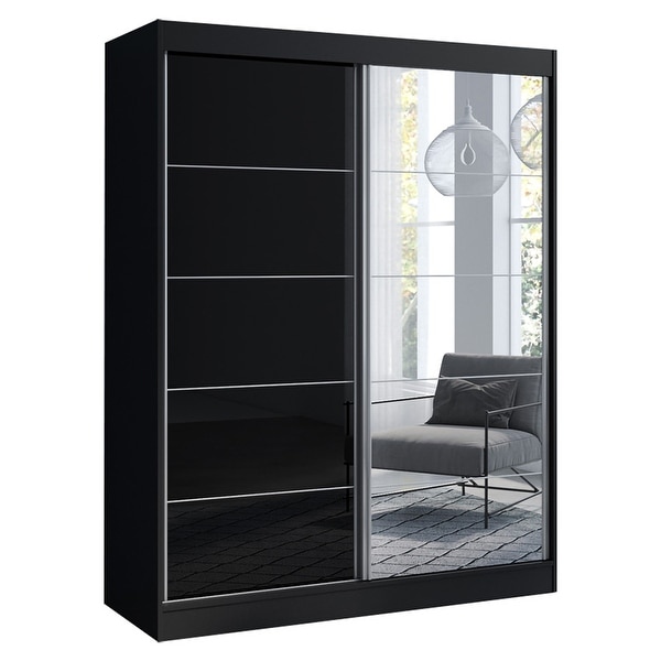 Aria High Gloss 2-door Modern Wardrobe with Mirror. Opens flyout.