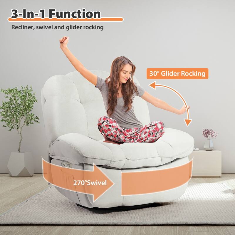 XINMICS Power Recliner Chair, Massage Chair Recliner with Heated, Modern Swivel Rocking Recliner Chairs for Adults with USB