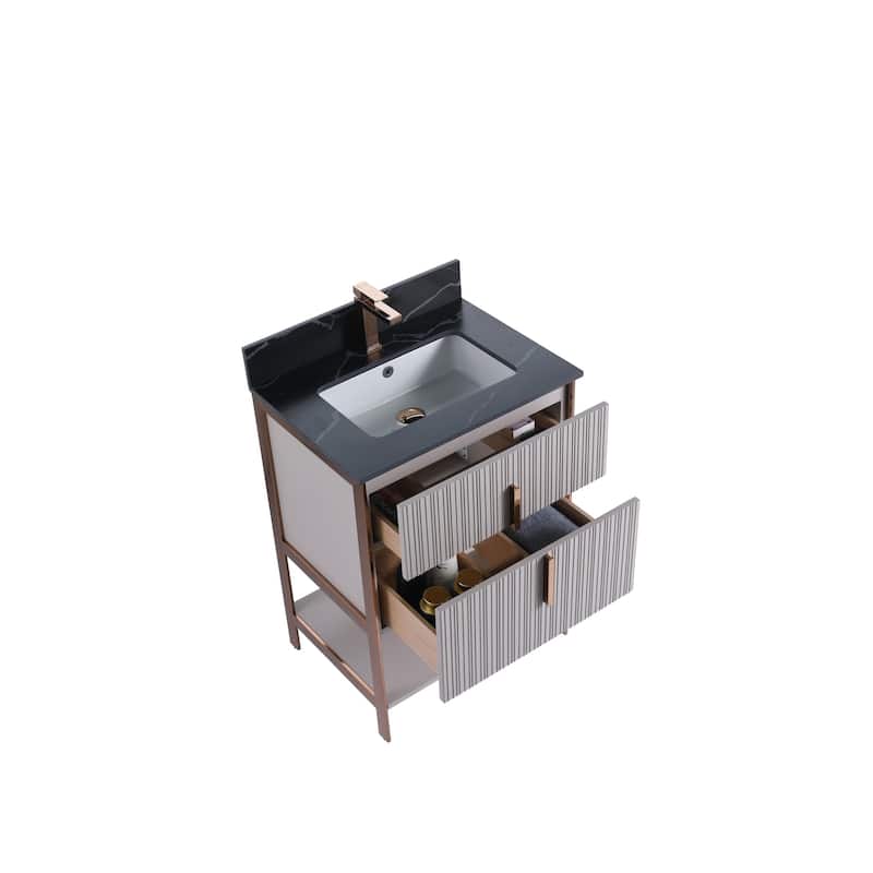Fine Fixtures Serenity Modern Bathroom Vanity with Black Sintered Stone Top