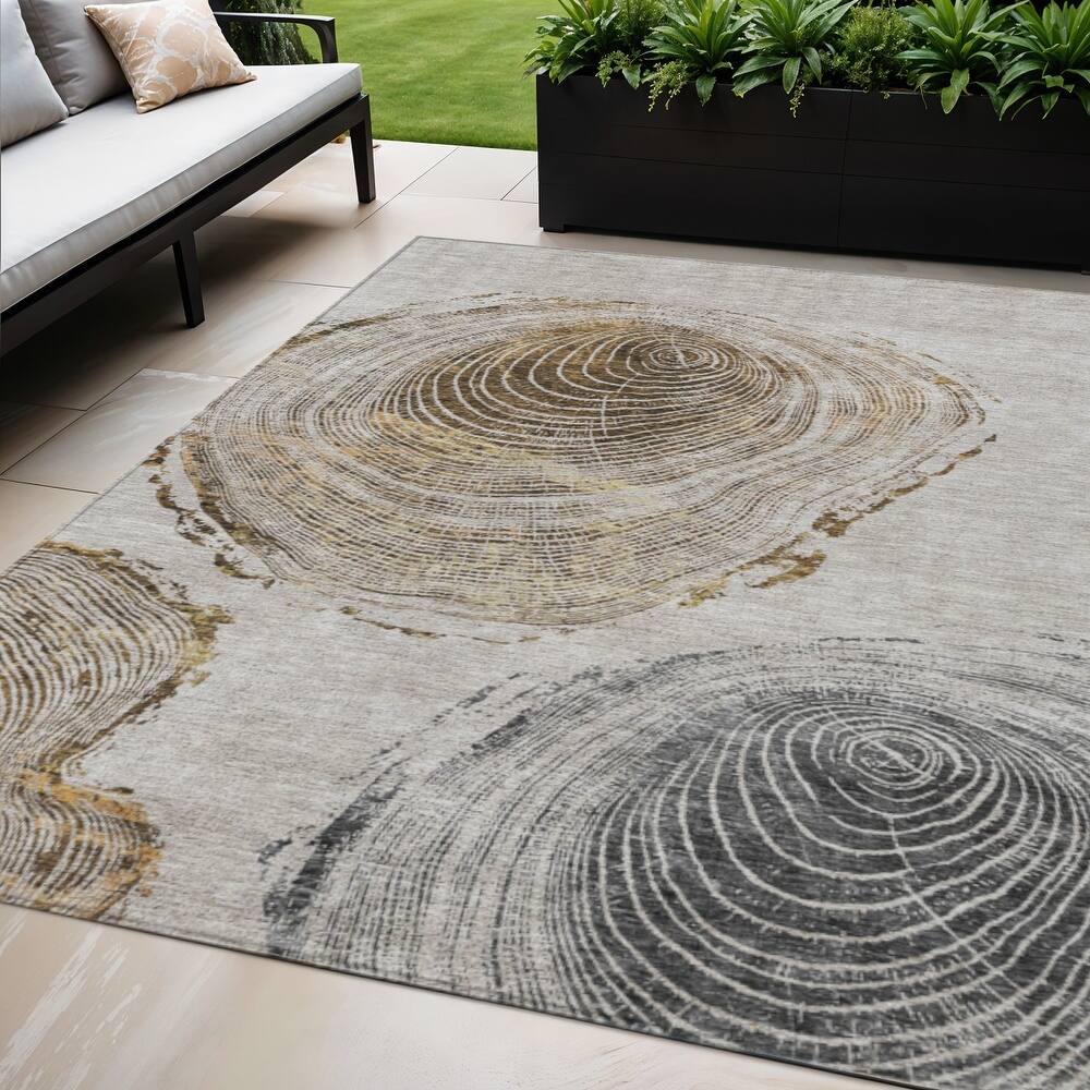 HomeRoots Abstract Transitional Rectangle Outdoor Rug