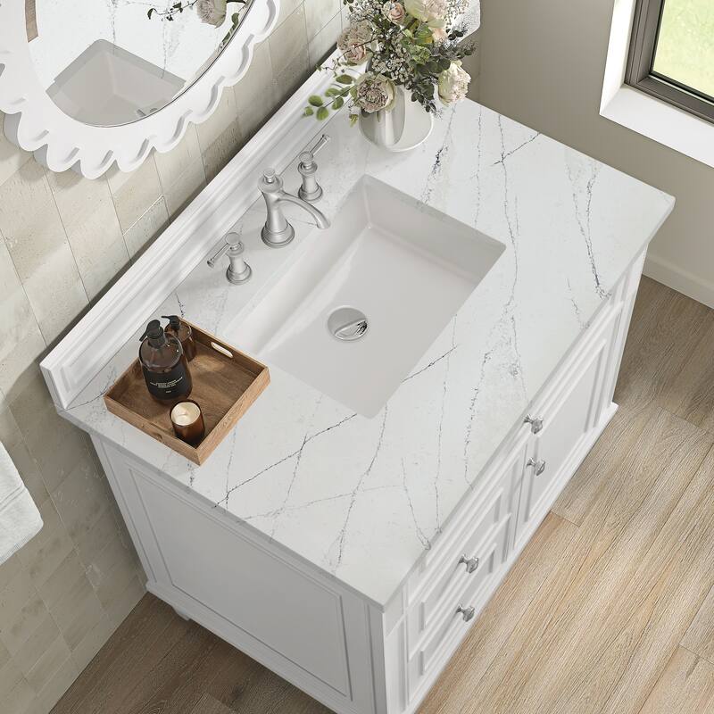 James Martin Vanities Lorelai 36" Single Vanity, Bright White - Ethereal Noctis