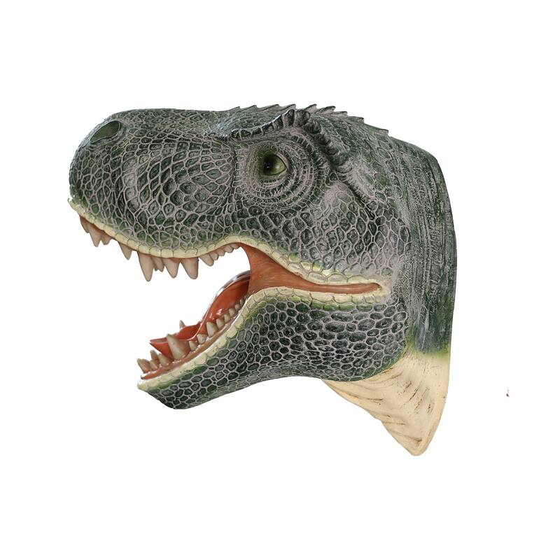 Dinosaur Head Wall Sculpture - 13.5" - Green and Red