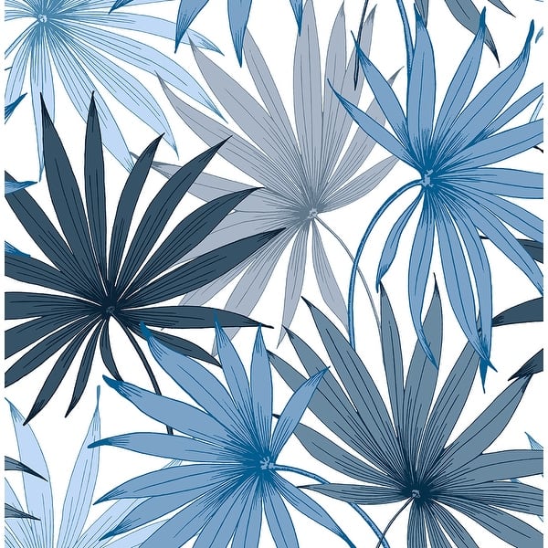 slide 2 of 15, Luxe Haven Tropic Palm Toss Peel and Stick Wallpaper 20.5 in W x 18 ft. L - Blue Seas
