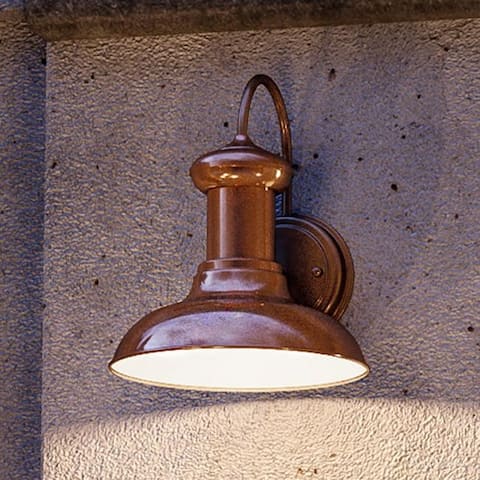 Luxury Industrial Chic Outdoor Wall Light, 10"H x 8.125"W, with Nautical Style Elements, Solid Copper Finish by Urban Ambiance